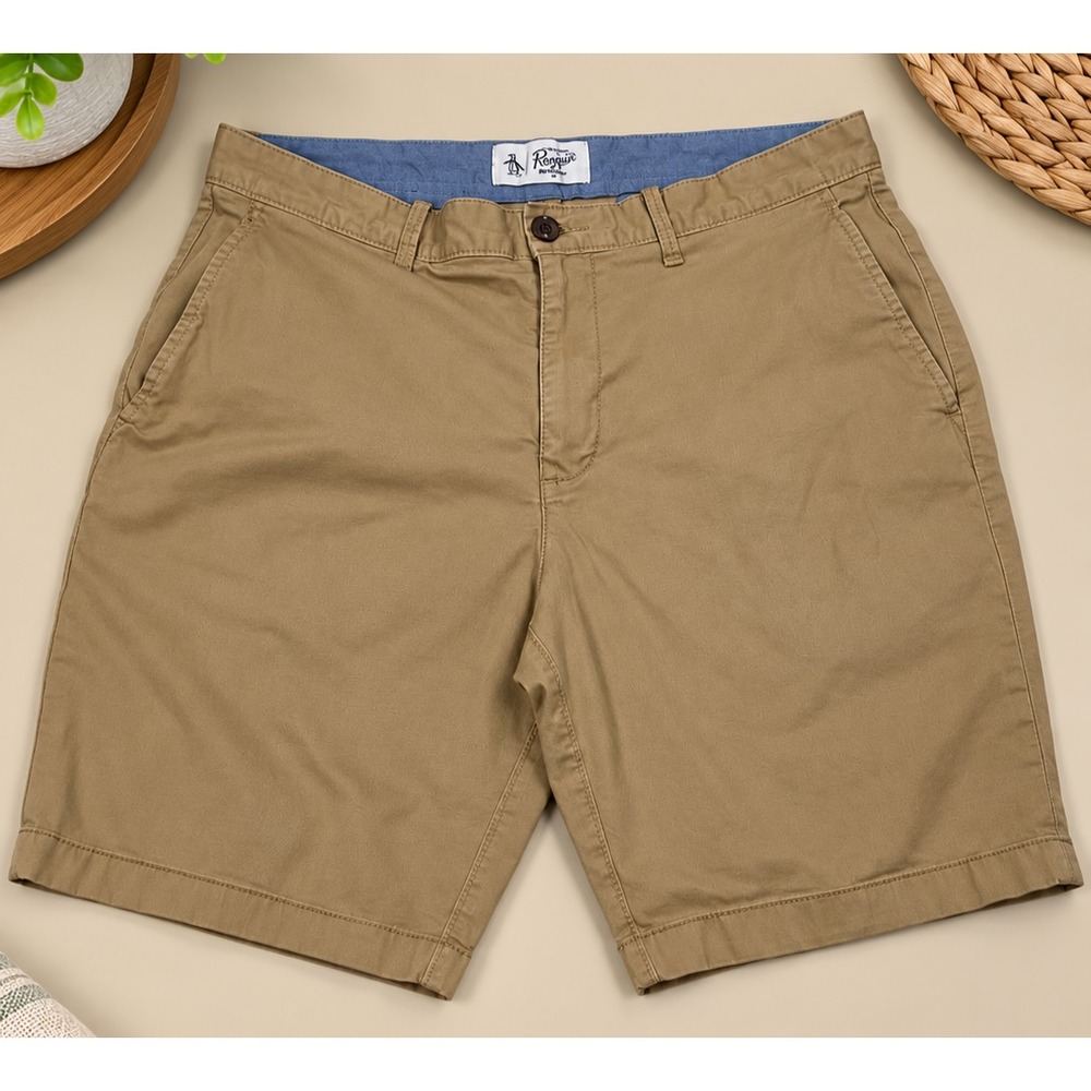 Original Penguin Men's Khaki Shorts Size 34 Cotton Stretch – Stains Shown